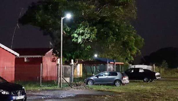 Solar street lights providing illumination in off-grid area