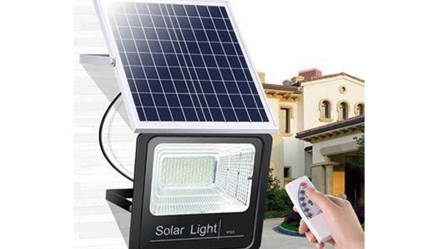 Outdoor solar flood light at night