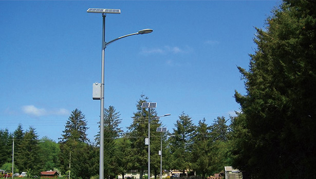 Energy-efficient solar street light with LED fixture