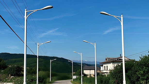 solar powered street lights standing on an urban area