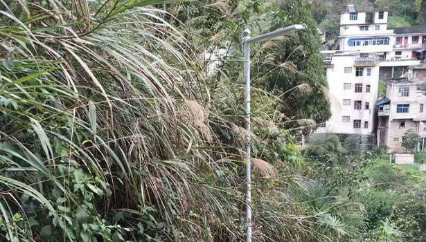 Off-grid solar lighting system installed in a hilly region
