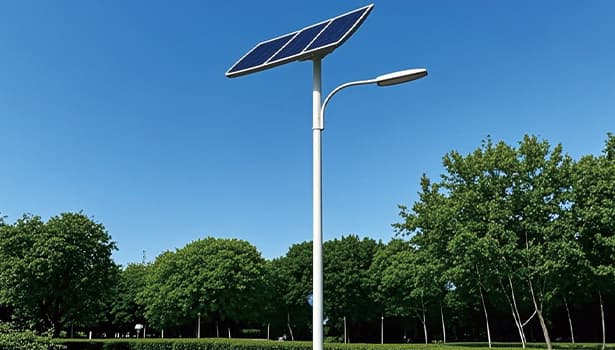 Solar street light with pole and battery
