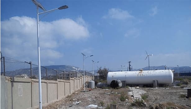 Industrial park with high-power solar street lights