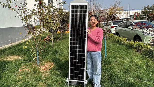 Integrated solar street light with motion sensor for urban pathways