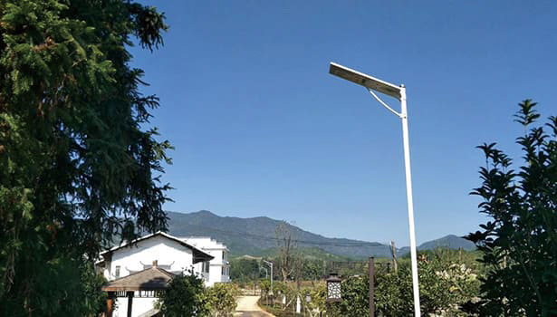 off-grid solar street lamp in rural community