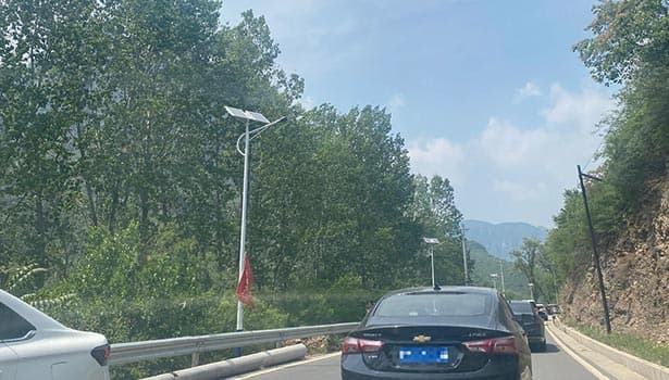 Solar street lights installed on the road