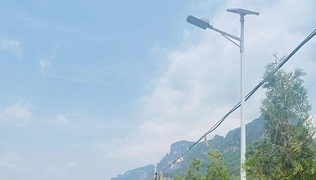 Solar streetlight installed outdoors